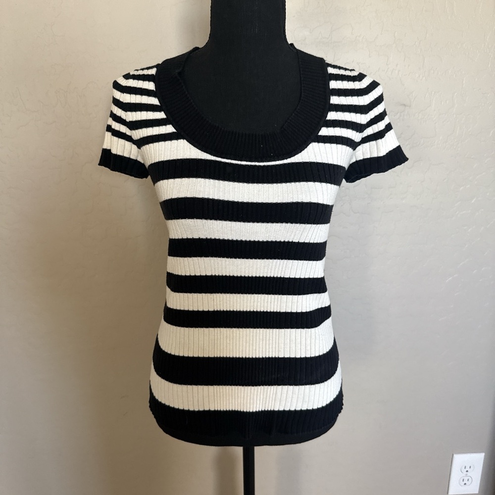 Ambiance Black and White Knit Top